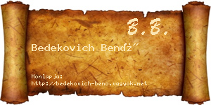 Bedekovich Benő névjegykártya